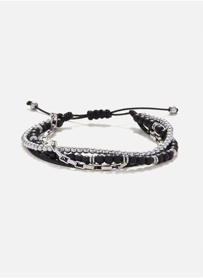 CHRYSOSTOMOS Onyx and Hematite Multi-Line Bracelet for Men - Image 1