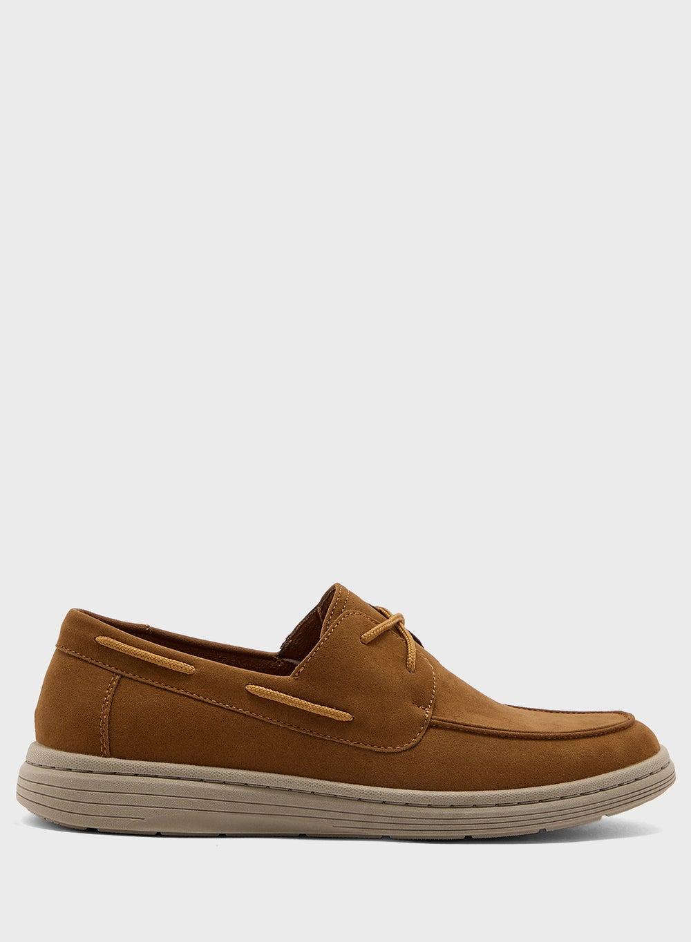 HS41015-1 Tan Suede Casual Lace-Up Shoes for Men - Image 1