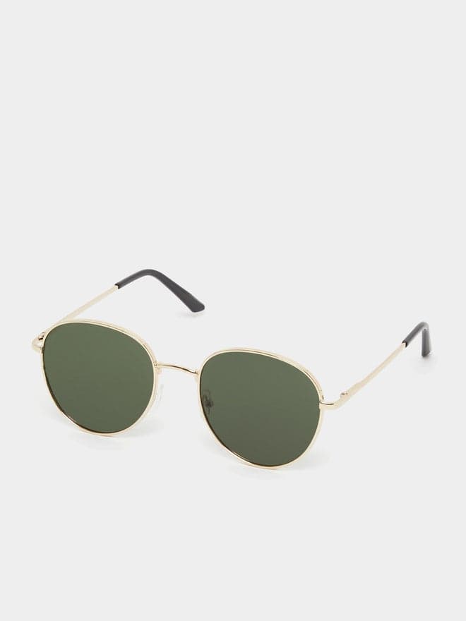 Styli Green Round Sunglasses for Men with Nose Pads - Image 1
