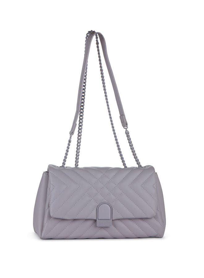 Vincci Purple Quilted Shoulder Bag with Chain Detail - Image 1