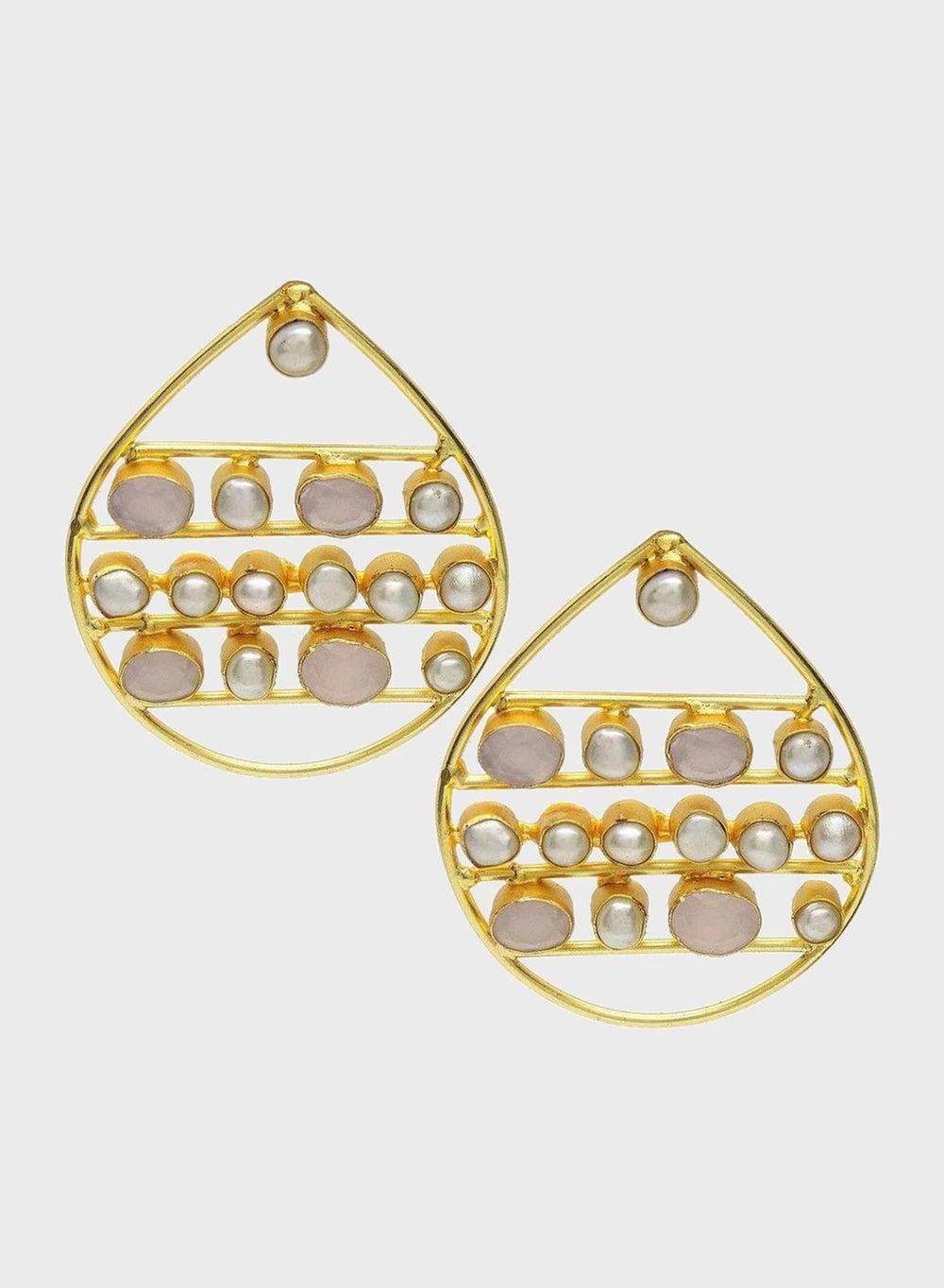 DORI Glamorous Oval Pearl Drop Earrings - Image 1