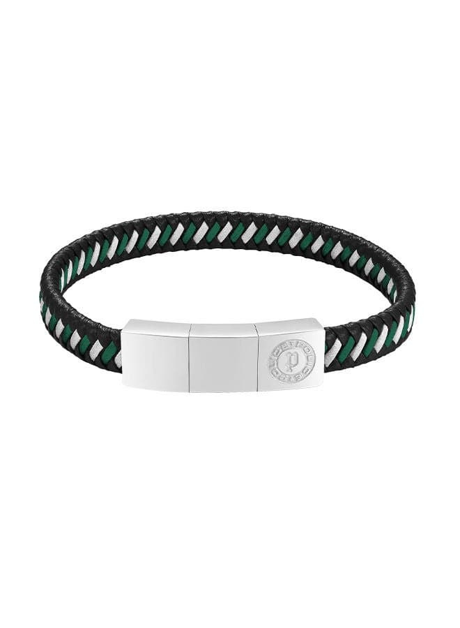 POLICE Twist Black & Dark Green Woven Leather Bracelet PEAGB0034002 - Image 1
