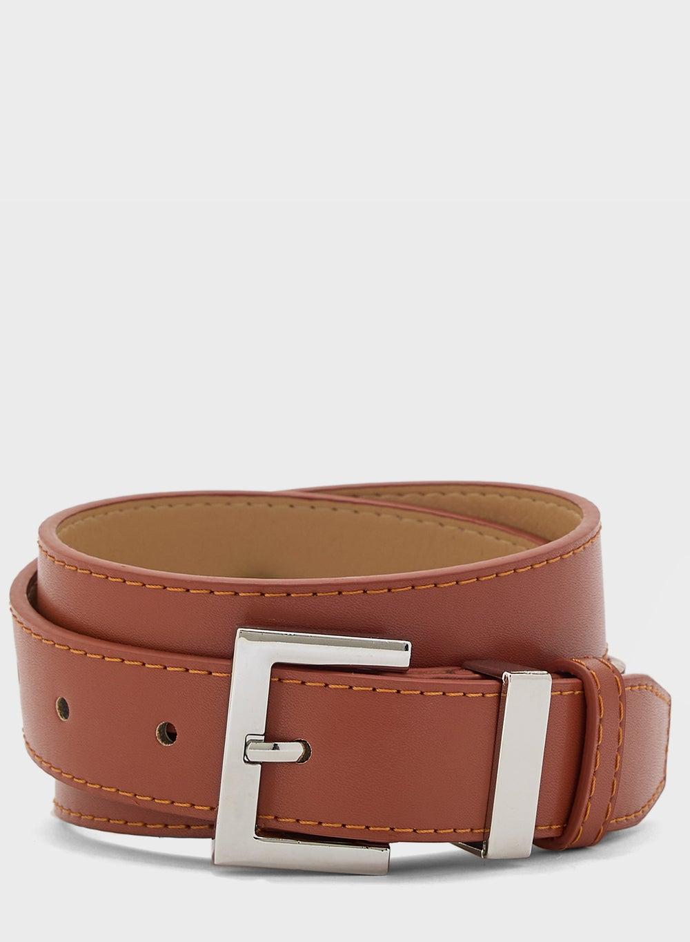 Elegant Ginger Belt for Women with Sleek Silver Buckle - Image 1