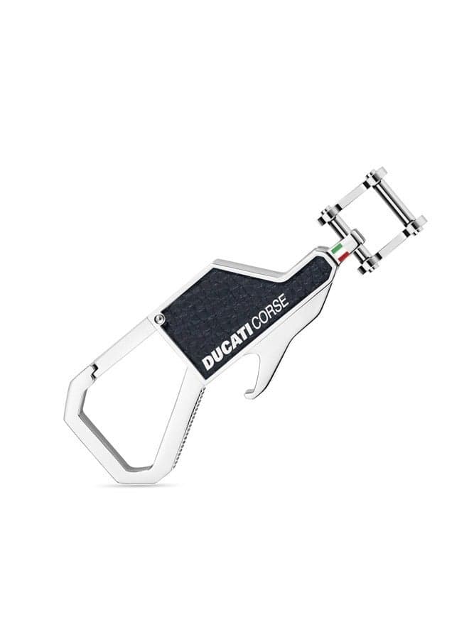 Ducati Tifoso Black Silver Keyring - Sleek, Leather-Clad Elegance - Image 1