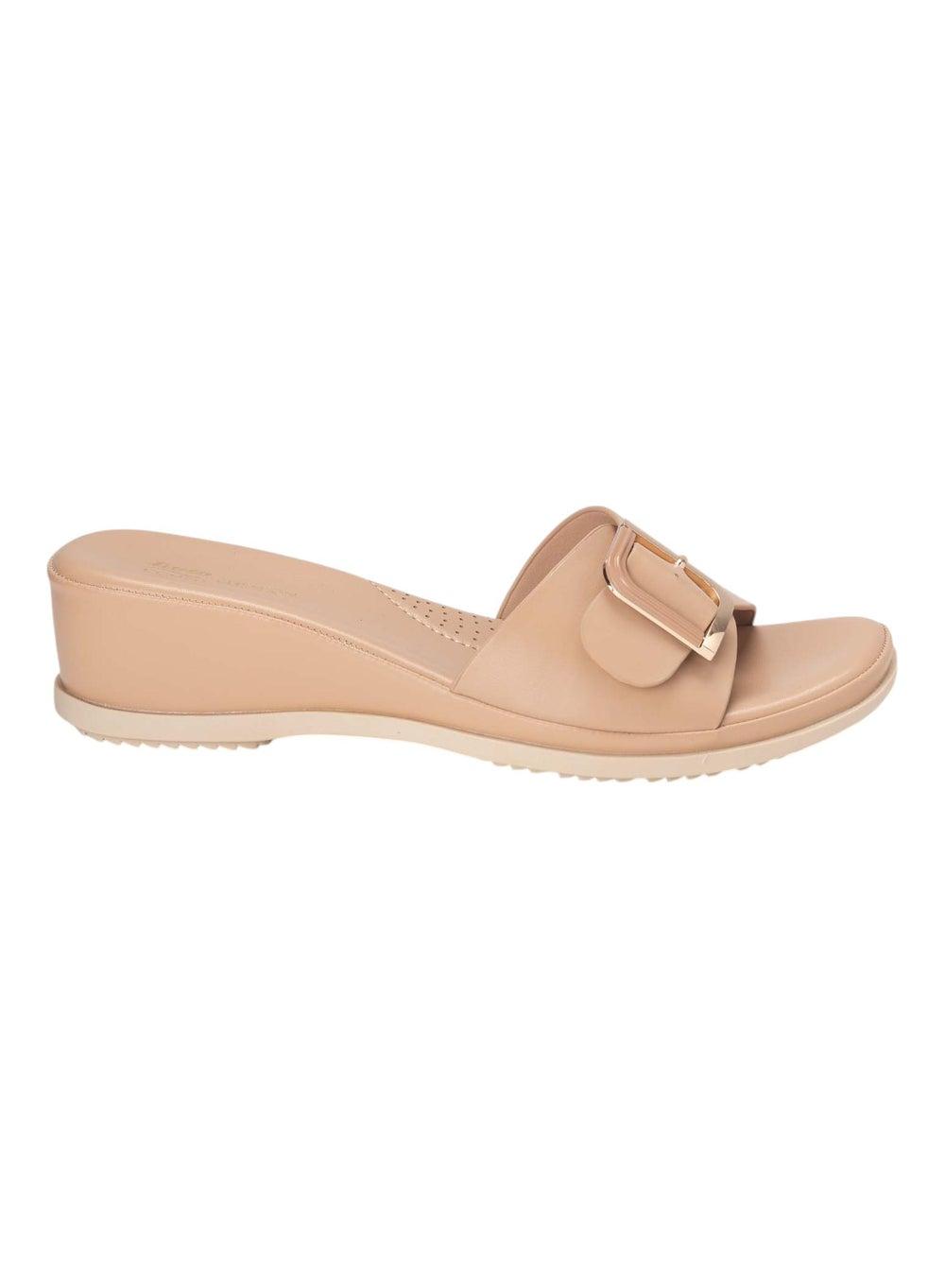 Bata Comfit Beige Casual Wedge Sandals for Elegant Comfort - Image 1