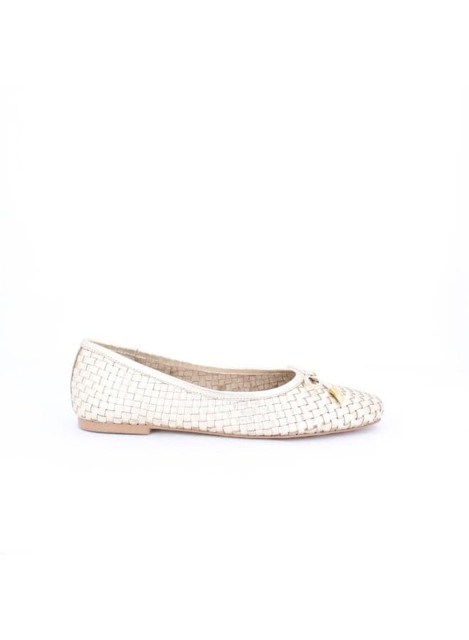 NELSA Golden Weave Leather Ballerinas: Elegance Redefined - Image 1