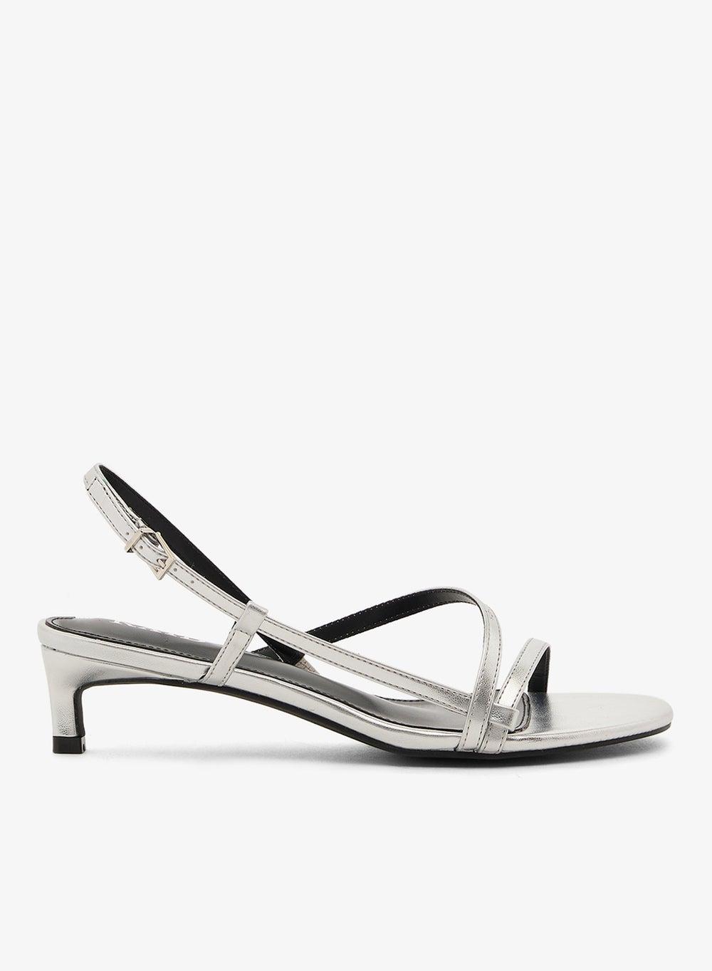 Belinda Silver PU Slingback Heeled Sandals - Style No: Belinda - Image 1