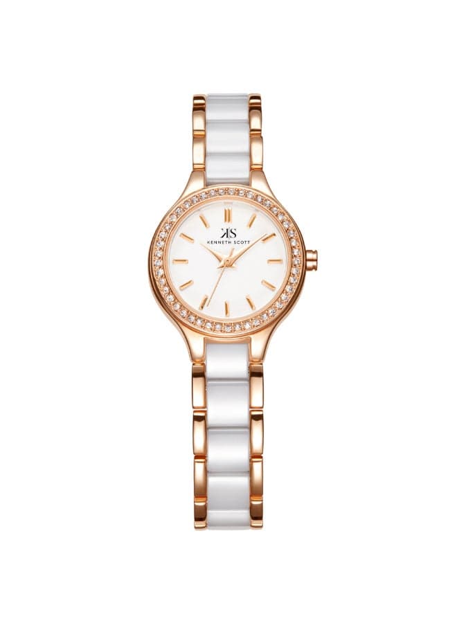 KENNETH SCOTT K23509-KCWW Elegant Ceramic Women's Watch - 26mm - Image 1