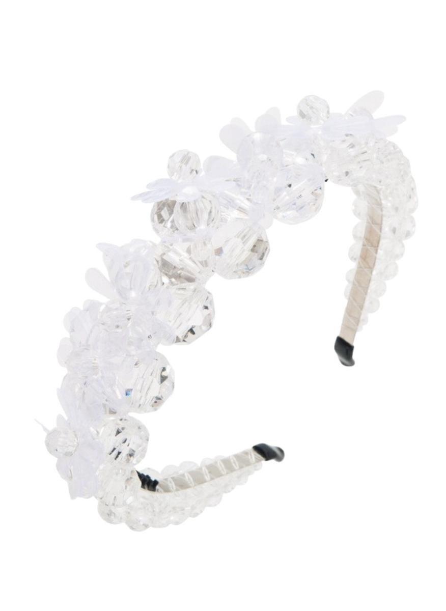 Elegant White Crystal Flower Headband for Women and Girls - Image 1