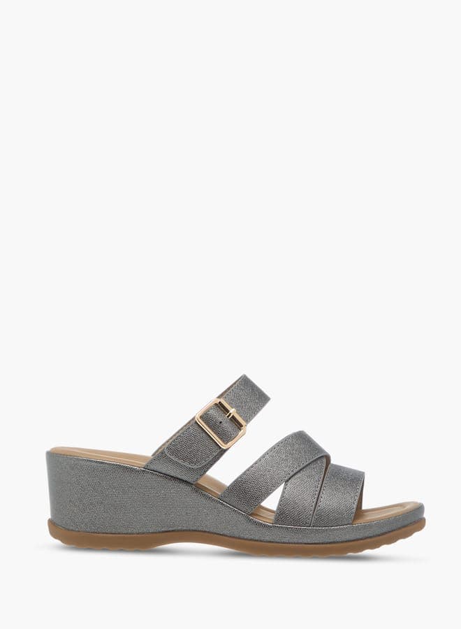 Elevate Your Style: 380906 L2Pewter Textured Wedge Sandals - Image 1