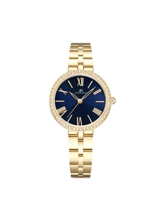 KENNETH SCOTT K23502-GBGN Elegant Navy & Gold 30mm Watch - Image 1