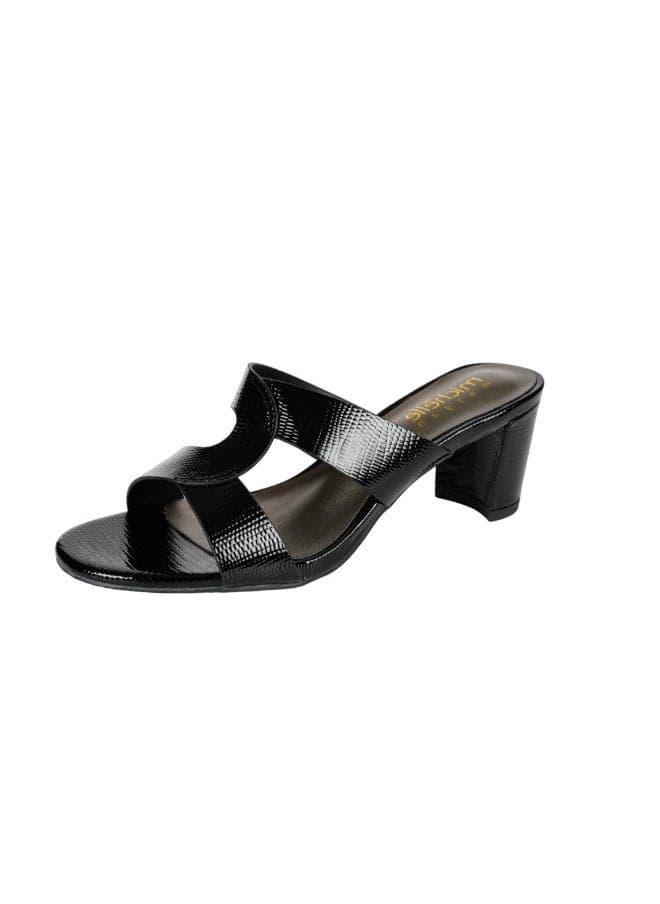 Michelle Morgan 092-2925 Elegant Black Block Heel Sandals - Image 1