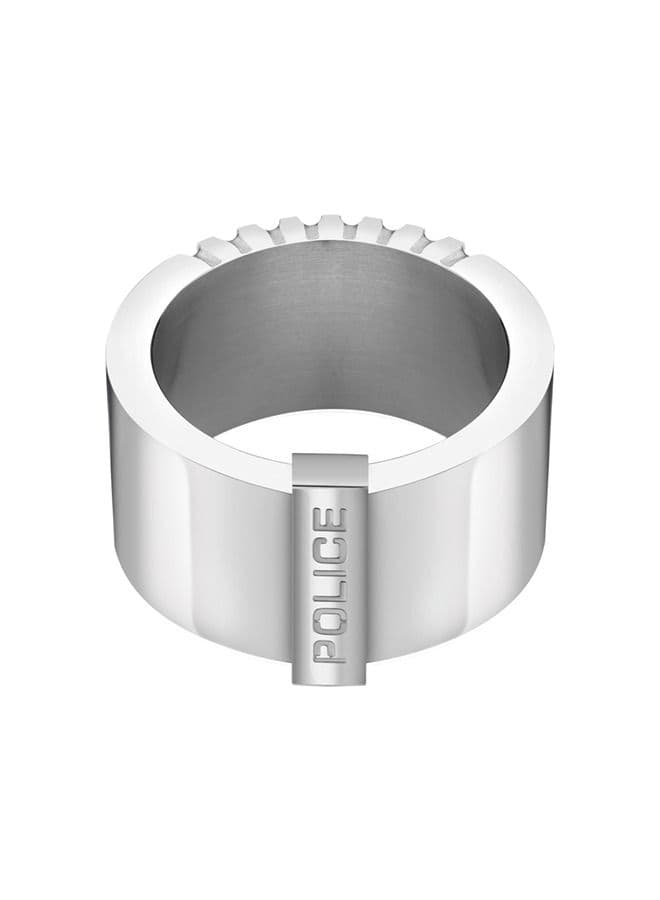 POLICE Shiny Silver 66 mm Gear Ring for Modern Men - Image 1