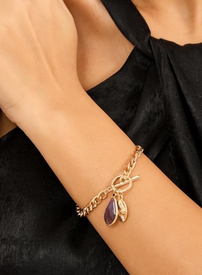 Styli Stone Drop Elegance: Women's Chain Bracelet - Image 1