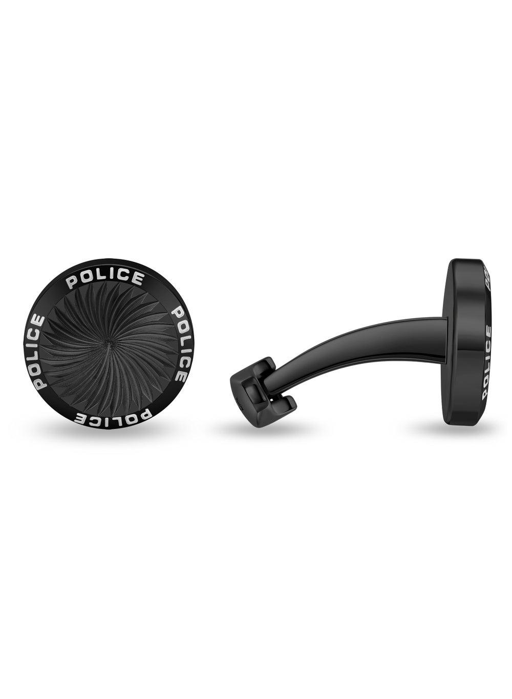 POLICE Gyre Black Stainless Steel Cufflinks for the Modern Man - Image 1