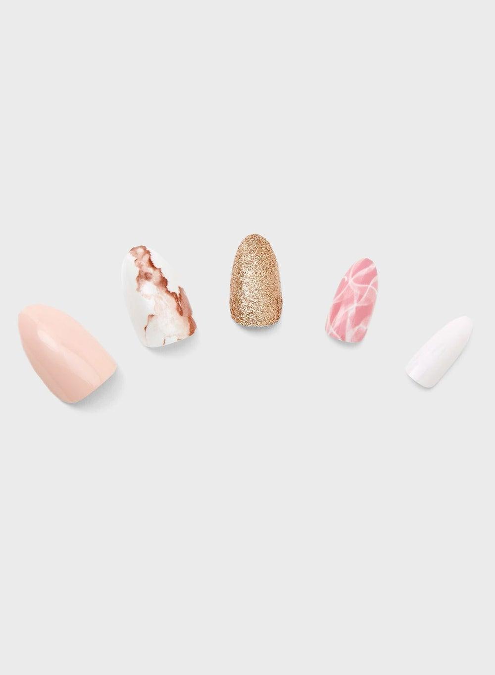 Chic Multi Marble Faux Nail Set - Instant Glamour - Image 1