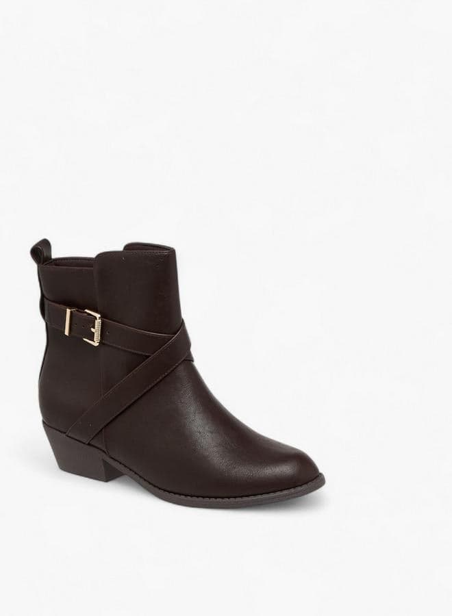 Elegance Redefined: L14753 Solid Brown Ankle Boots - Image 1