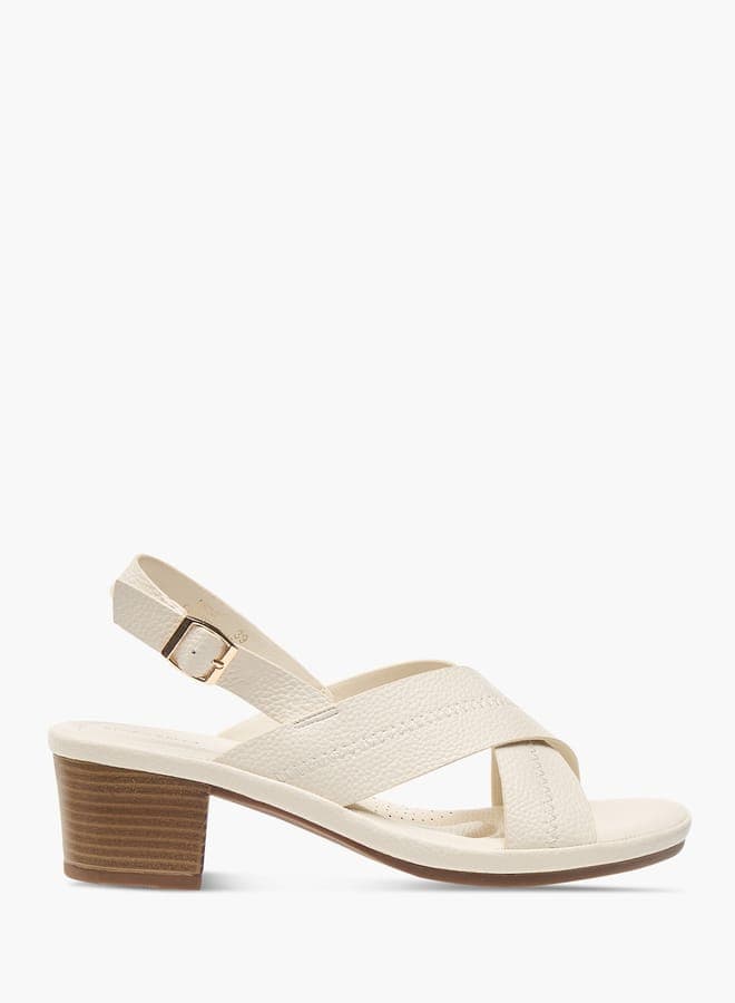 Elegant Cream Textured Cross Strap Heels Model 8060344 - Image 1