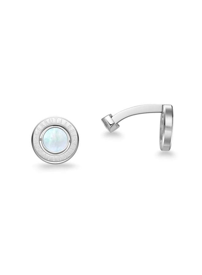 CERRUTI 1881 Lino Silver Reversible Cufflinks with Mother of Pearl - Image 1