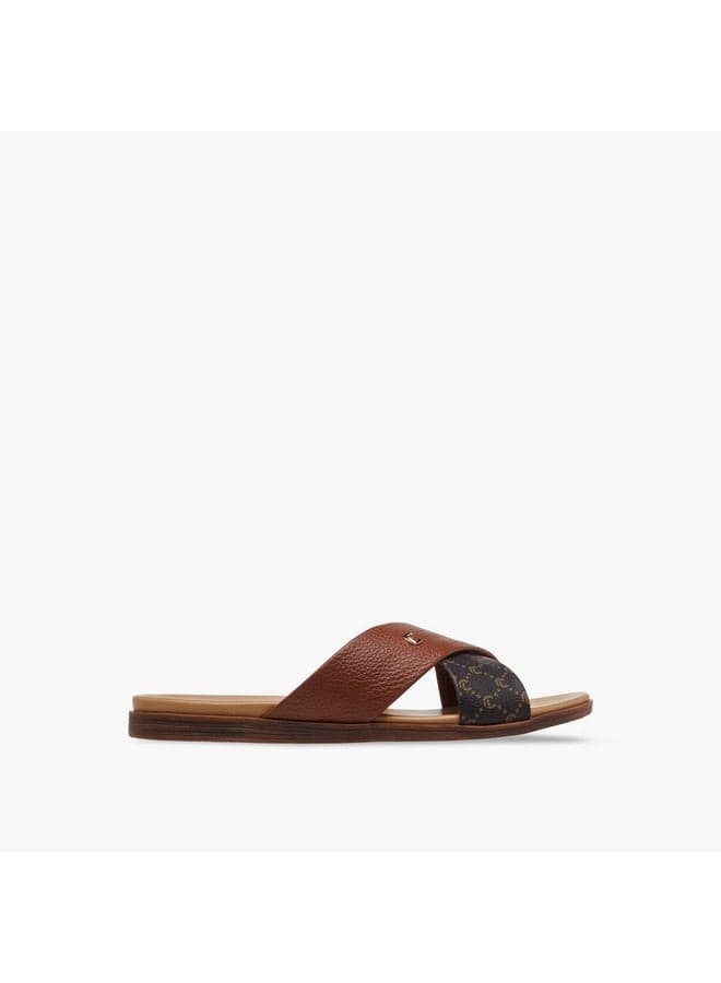Zfc43888 2Brown Elegance: Women's Cross Strap Sandals - Image 1