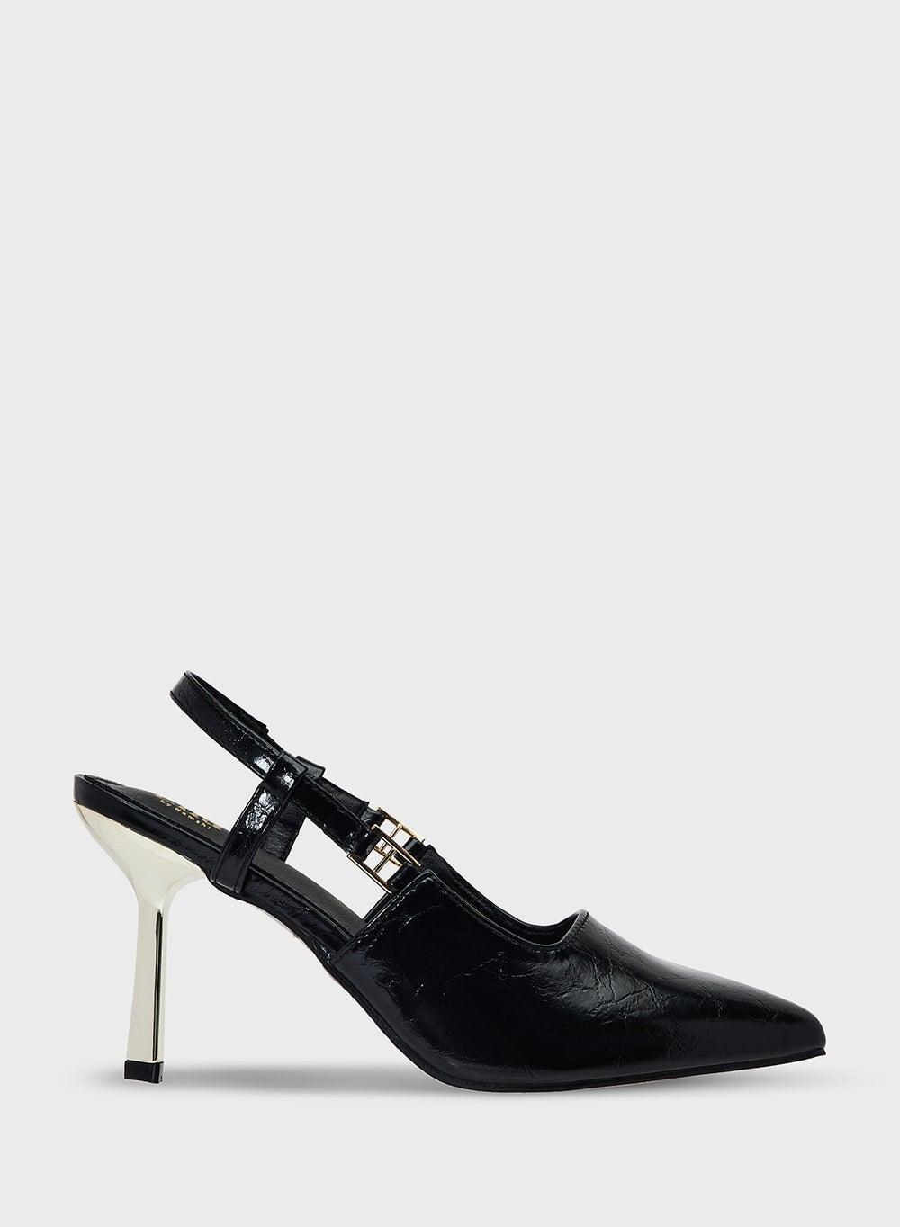 Elegance Redefined: Black Sling Back Heeled Pump - Image 1