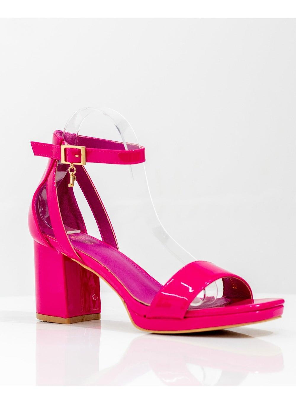 Neeta Fuchsia Patent One-Band 7cm Heeled Sandals - Image 1