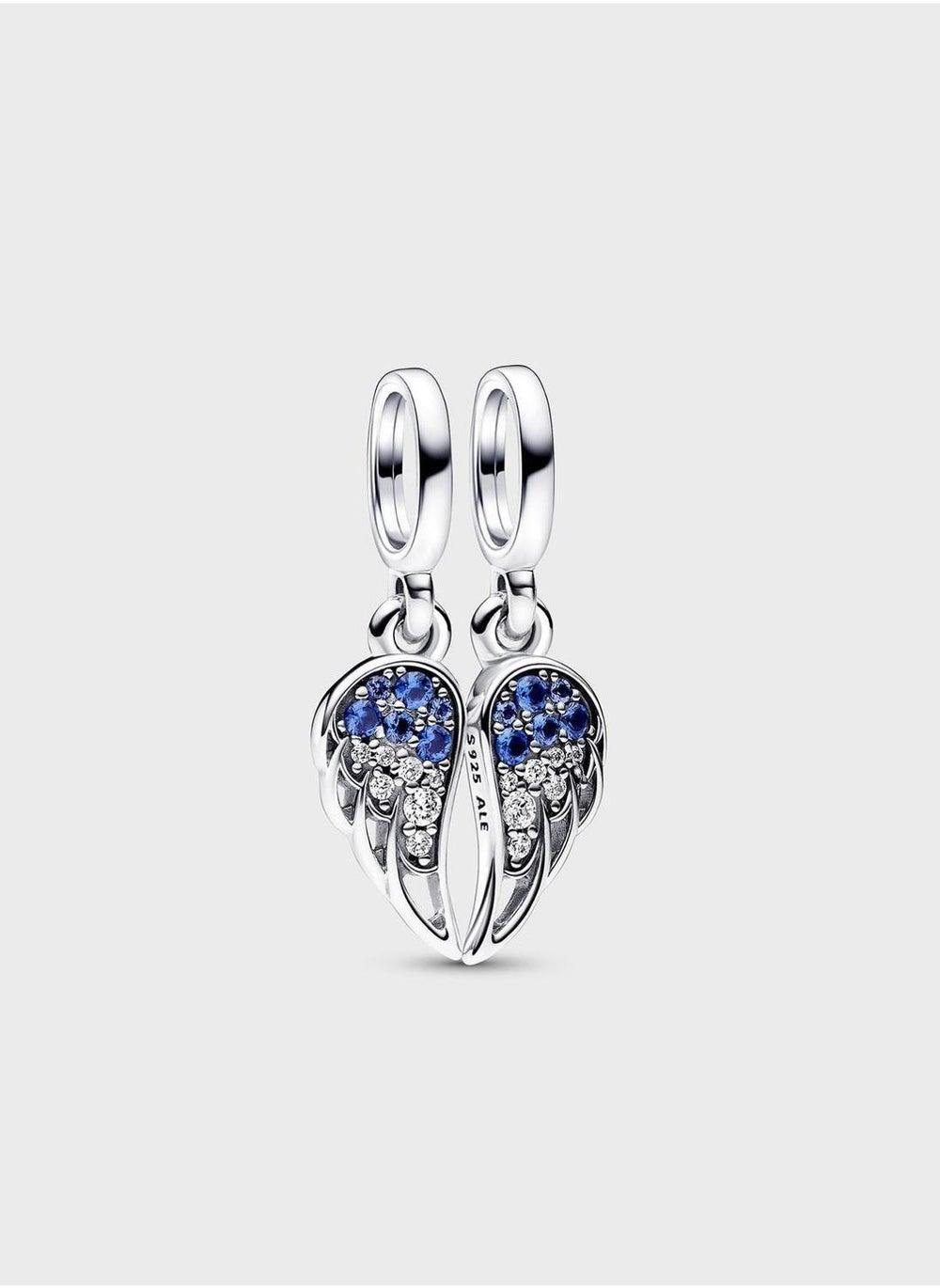 PANDORA Sparkling Angel Wings Split Charm - Sterling Silver - Image 1