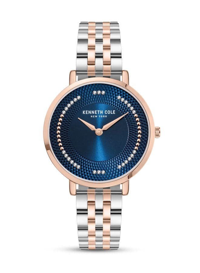Kenneth Cole NY 34mm Elegant Analog Watch - Silver & Rose Gold - Image 1