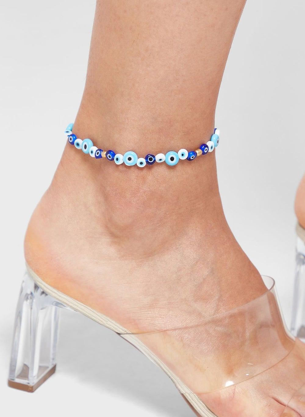 Fashionbox Mara Beads Blue Anklet - Elegance at Your Feet - Image 1