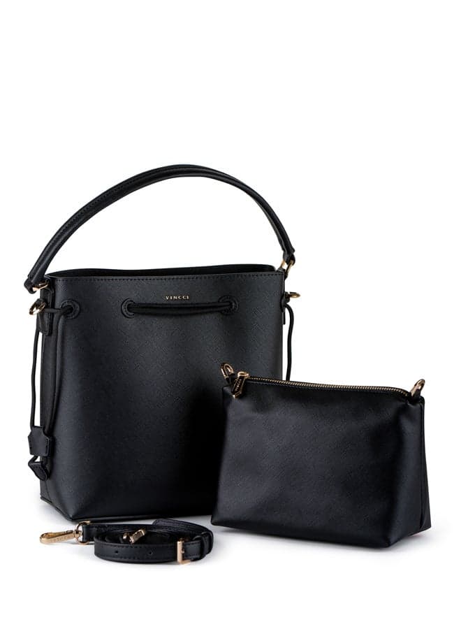 Vincci Elegance: Black Shoulder Bag for the Chic Woman - Image 1