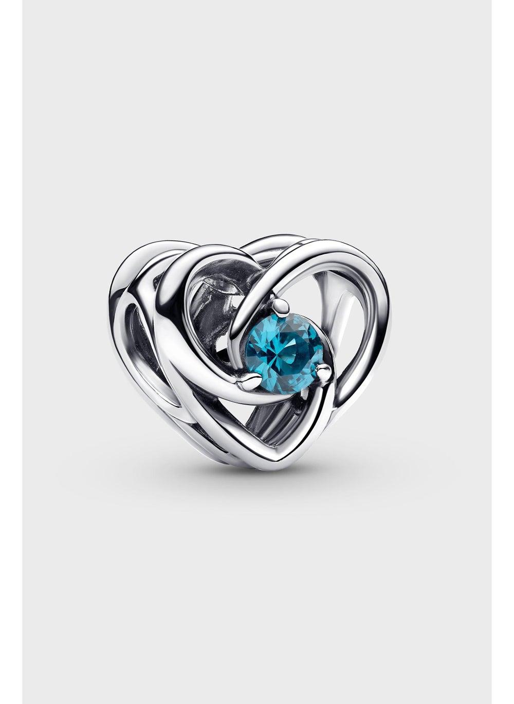 PANDORA Sterling Silver Heart & Blue Stones Charm - Image 1