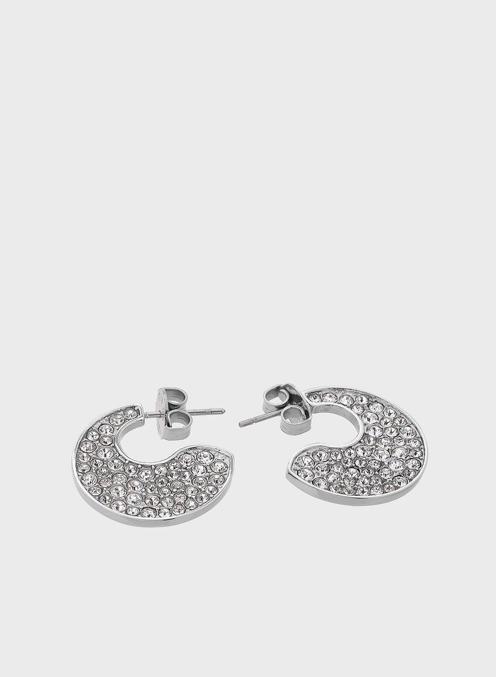 GUESS Blooming Summer Silver-tone Floral Hoop Earrings - Image 1