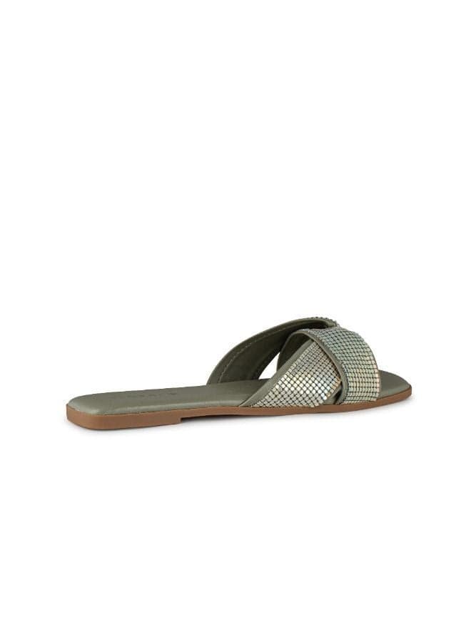 Elegant Vi20440371 Multi-Strap Flat Sandals in Green - Image 1