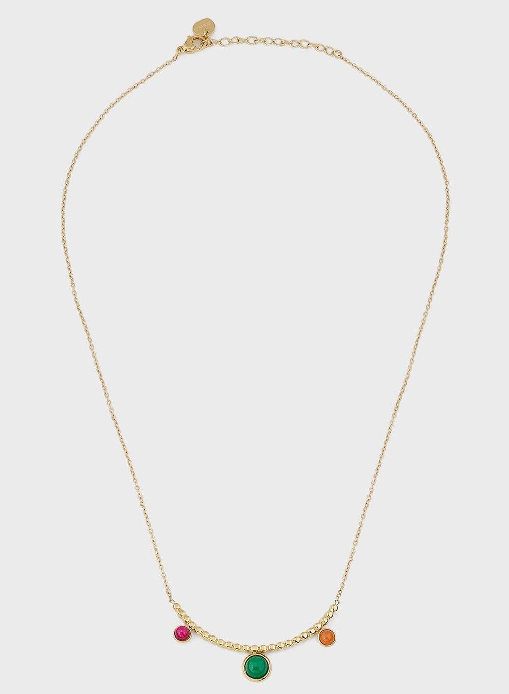 Lady Mauve CLARA Natural Stone Circle Pendant Necklace - Image 1