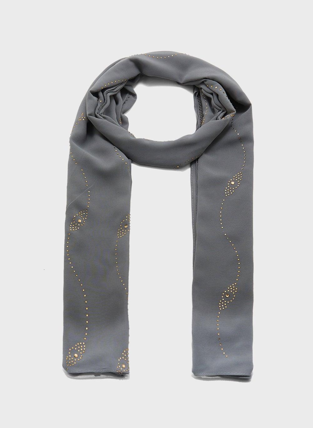 Khizana Wavy Pattern Embellished Long Hijab Scarf - Image 1