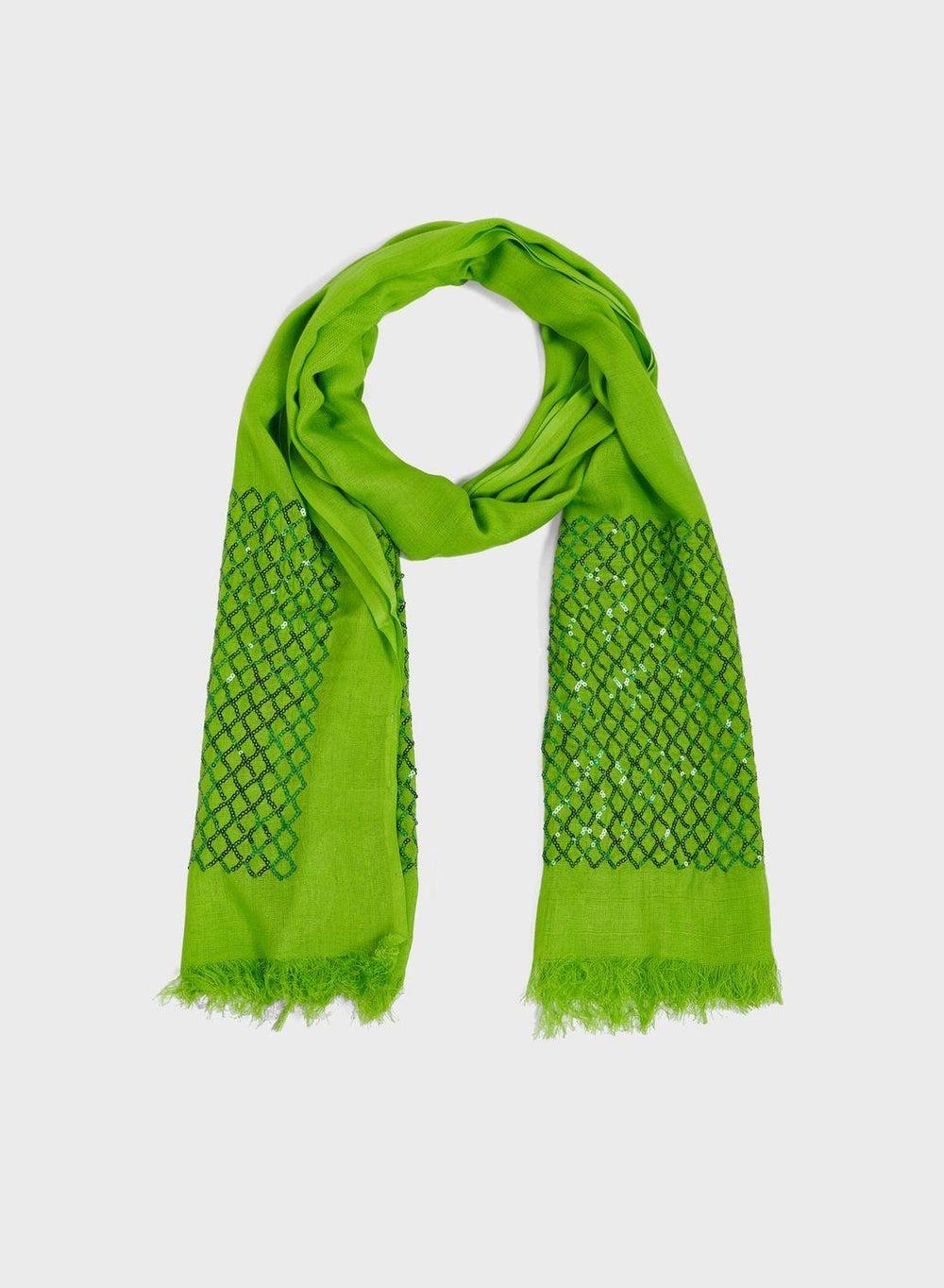 Ayra Criss Cross Sequined Cotton Scarf for Women - Image 1