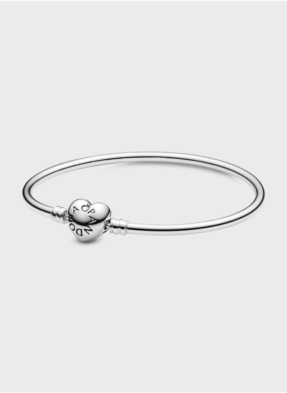 PANDORA Sterling Heart Clasp Bangle - Elegant Women's Jewelry - Image 1