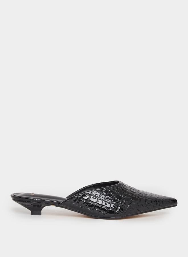 Elegant Styli Black Pointed Toe Mules - Model 7011574201 - Image 1