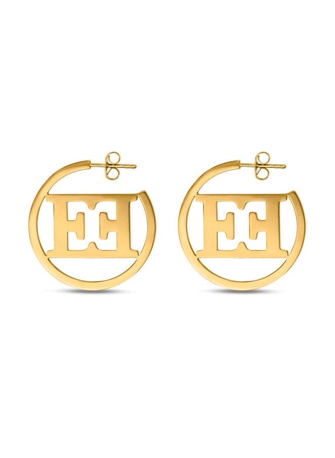 ESCADA Estelle Gold-Plated Logo Hoop Earrings - Image 1
