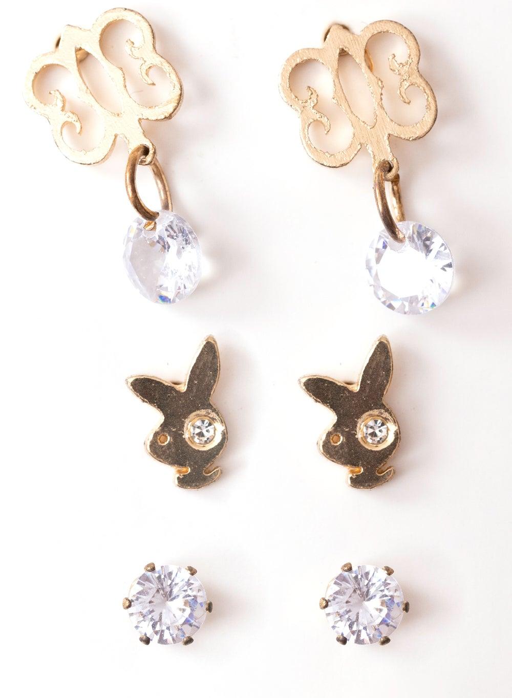 AMICA Trio Elegance: Pack of 3 Stud Earrings - Image 1