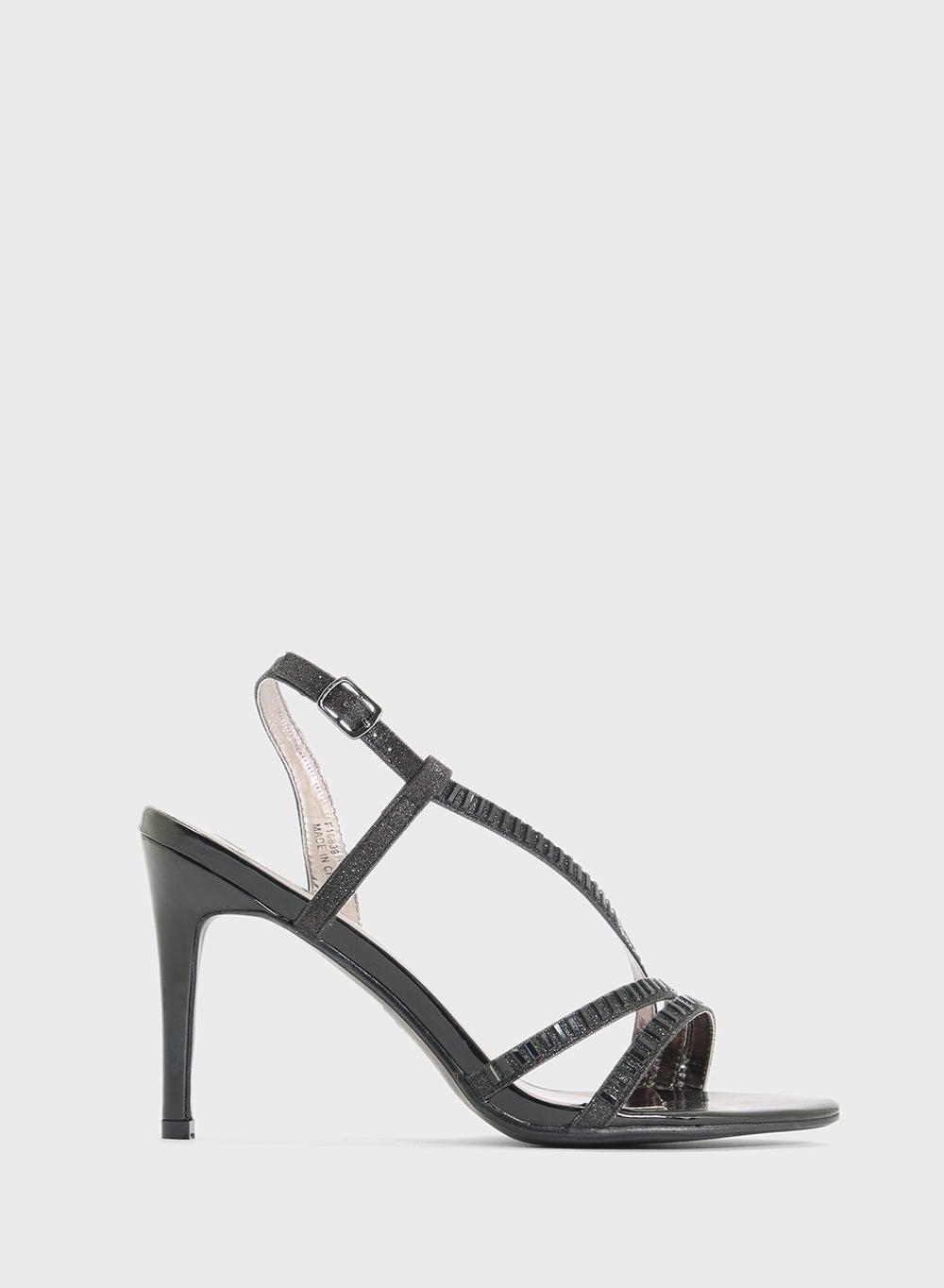 Elegant F10839Aw1 Black Heeled Sandals with Embellished Straps - Image 1