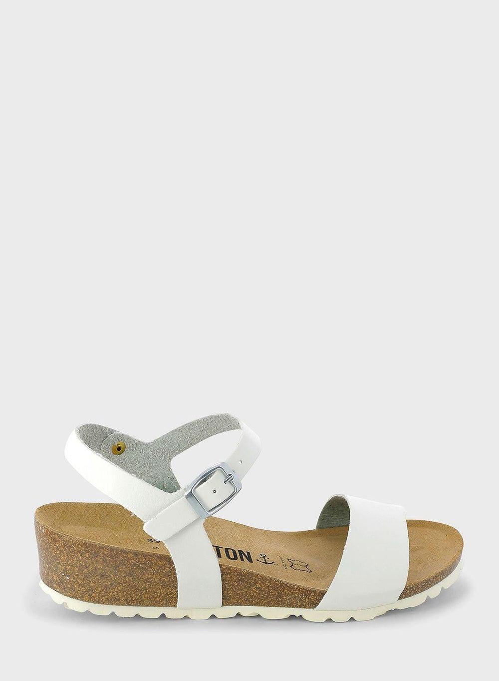 Wodonga Strappy White Mid-Heel Wedges - Elegantly Crafted - Image 1