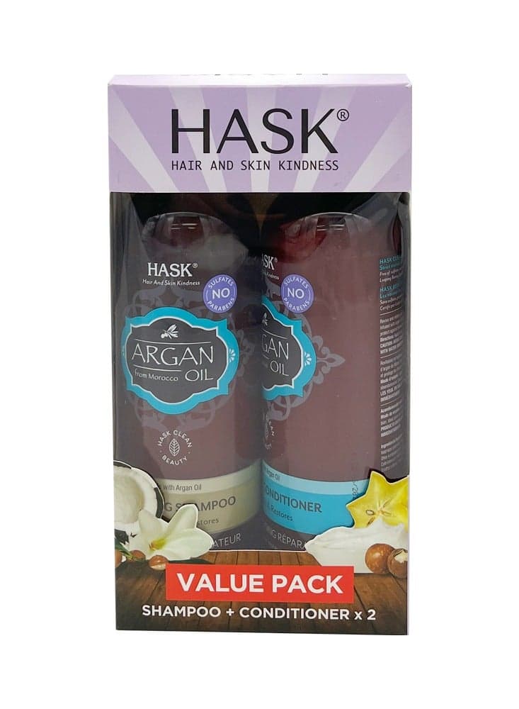 Hask Argan Oil 355Ml Shampoo + Conditioner Luxury Set - Image 1