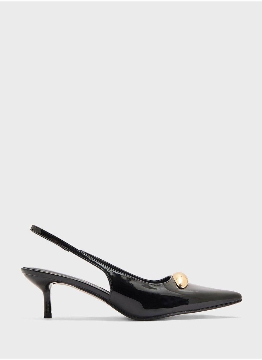Td 4 Pointed Black Sling Back Elegance Pump - Image 1