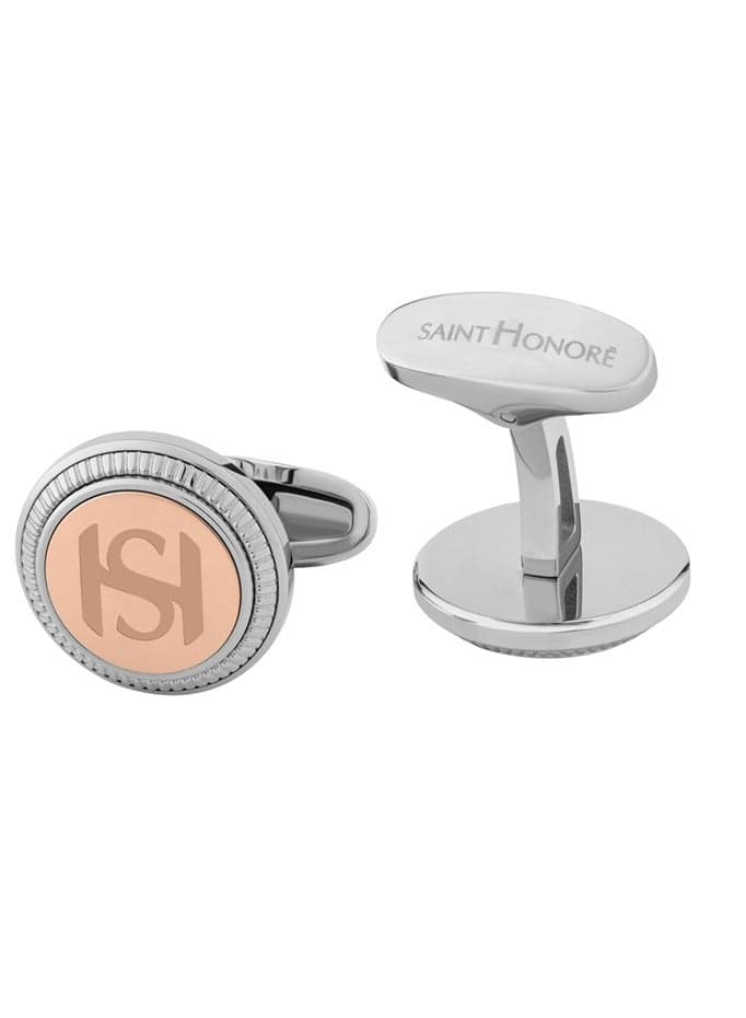 Saint Honore Paris Elegance: Silver & Rose Gold Men's Cufflinks - Image 1