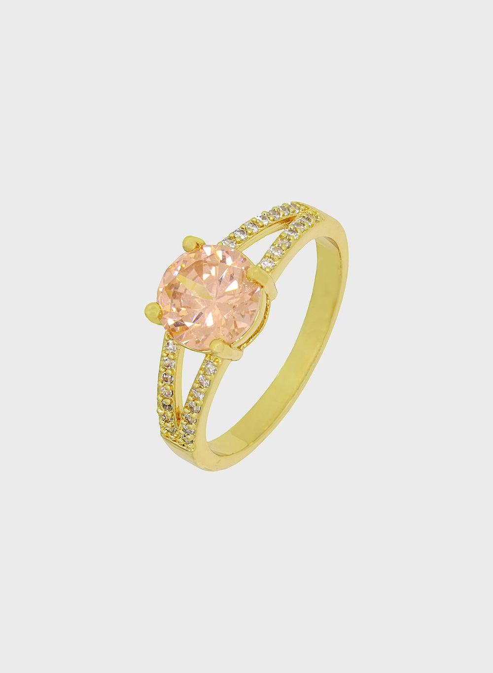 Fashionbox Arcadia 18K Gold-Plated Solitaire Ring for Women - Image 1