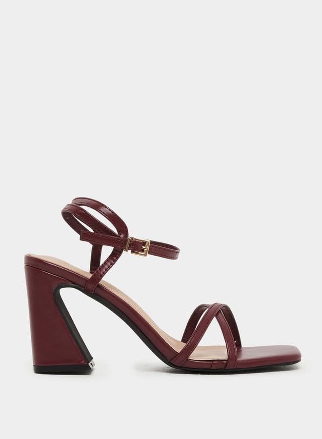 Styli Elegant 7012841505Brown Strappy Block Heels - Image 1