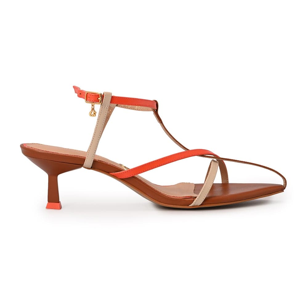 Elegant Brown Sugar Heeled Sandals with Delicate Straps - Image 1
