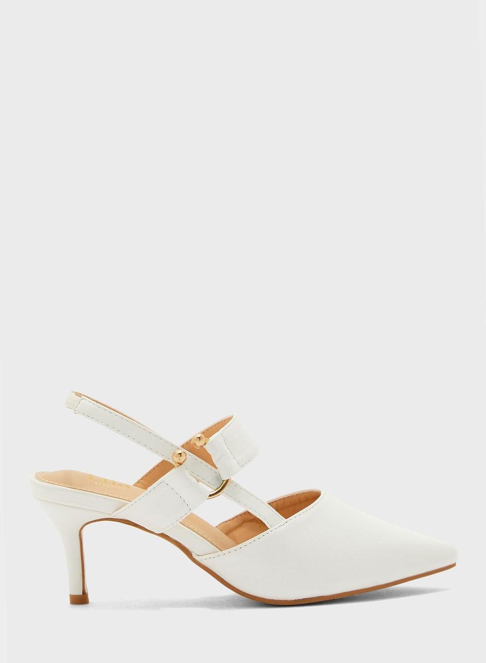 Elegance Redefined: White Sling Back Pumps Style 1807 8 - Image 1