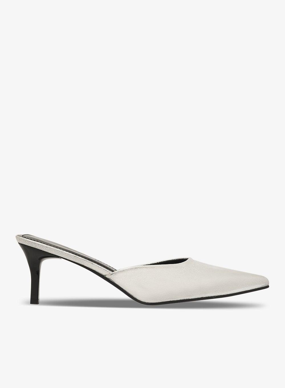 Xz256037 Silver Elegance Mid Heel Mules - Image 1